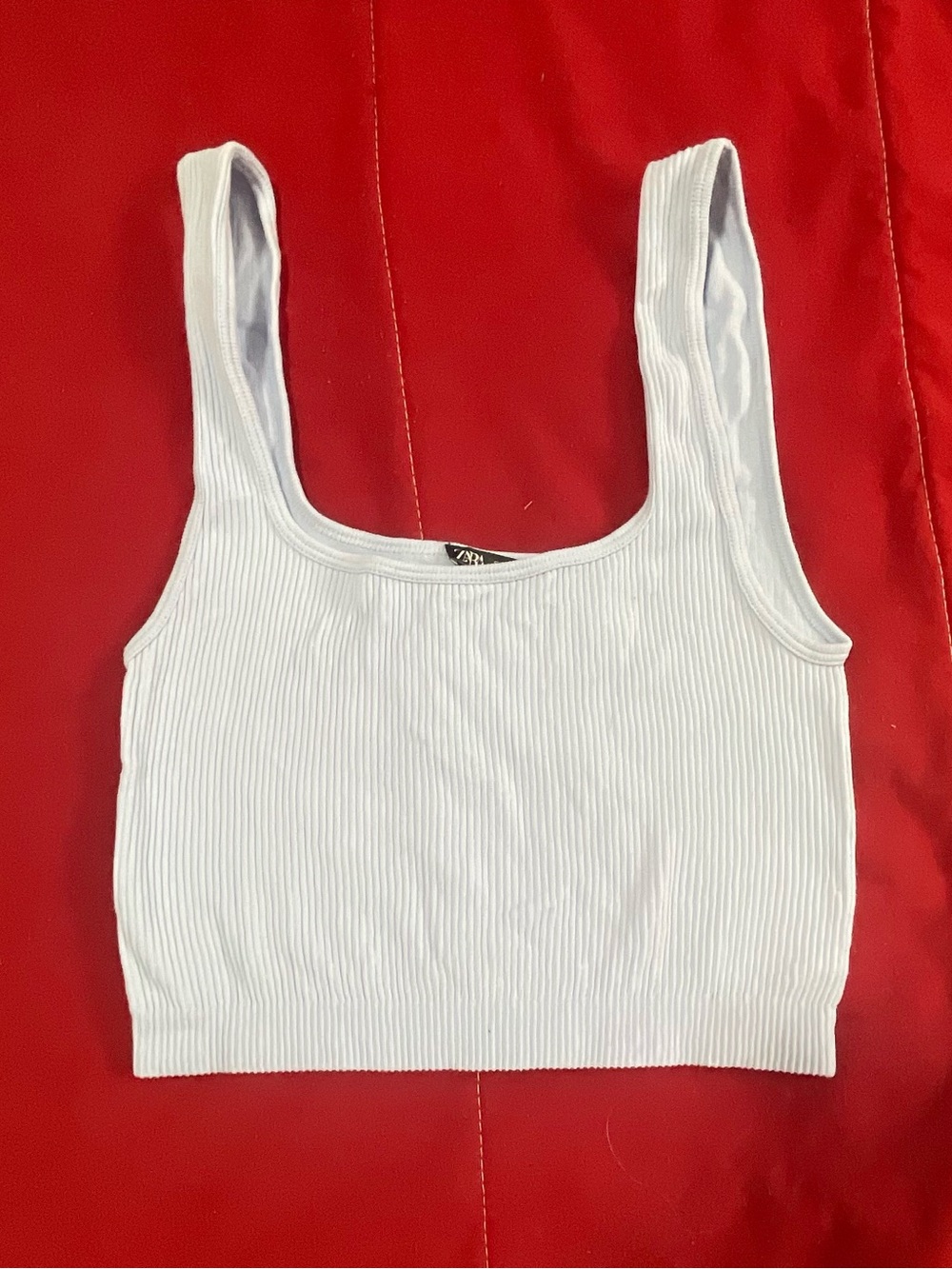 Women’s Ribbed Scoop Crop Tank Top - White